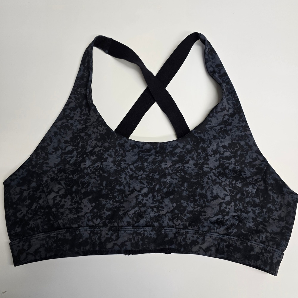 Lole Sports Bra Womens Large‎ Black Grey Camo Crossback High Impact Athleisure